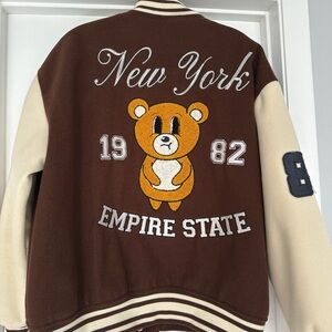 Empire State Kids Varsity Jacket - Brown and Cream